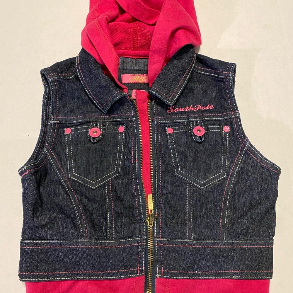 South Pole Pink and Blue Vest Jackets